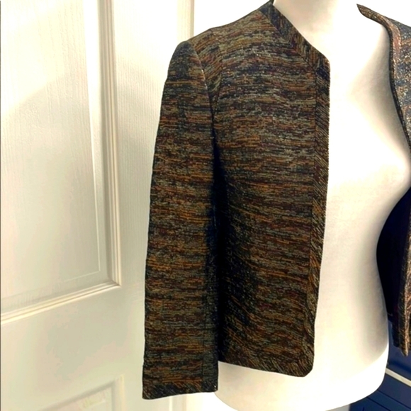 Wilfred Cropped Brown Tailored Blazer with Metallic Sheen Size 6 - Picture 2 of 14